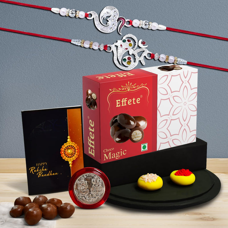 (K2_a8+a13_em32) Rakhi Combo With Chocolate Magic 32gm Rakhi  Chocolate For Brother Rakhi With Chocolate Rakhi With Gift Rakhi Combo Set Of 2 Rakhi Chocolate