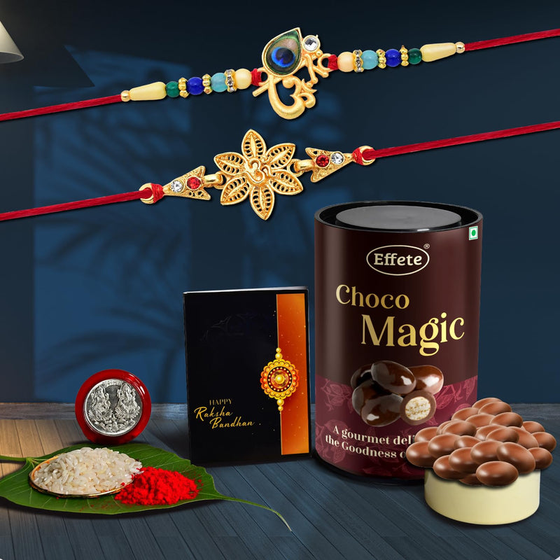 (K2_433+438_em) Rakhi Combo With Chocolate Magic Rakhi  Chocolate For Brother Rakhi With Chocolate Rakhi With Gift Rakhi Combo Set Of 2 Rakhi Chocolate