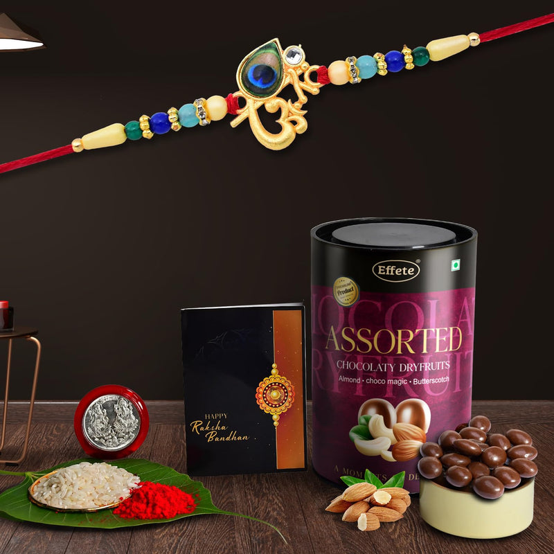(K1_438_as) Rakhi Combo With Assorted Chocolate Dryfruits 96gm Rakhi  Chocolate For Brother Rakhi With Chocolate Rakhi With Gift Rakhi Combo Set Of 1 Rakhi Chocolate
