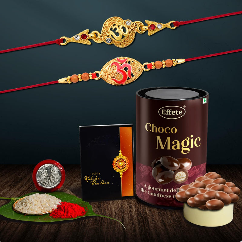(K2_403+404_em) Rakhi Combo With Chocolate Magic Rakhi  Chocolate For Brother Fancy Rakhis For Men Stylish Rakhi With Gift Rakhi Combo Set Of 2 Chocolate