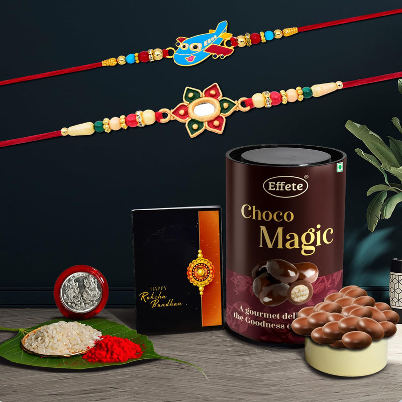 (K2_267+271_em) Rakhi Combo With Chocolate Magic Rakhi  Chocolate For Brother Fancy Rakhis For Men Stylish Rakhi With Gift Rakhi Combo Set Of 2 Chocolate