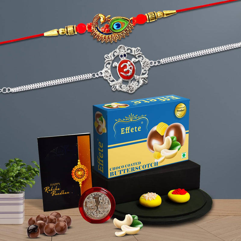 Rakhi (K2_551+552_bs32)  Chocolate Butter Scotch 32gm  Rakhi Combo With Card And Chocolate  Chocolates Gift  Rakhi  Chocolate For Brother  Rakhi With Gift  Set Of 2 Rakhi