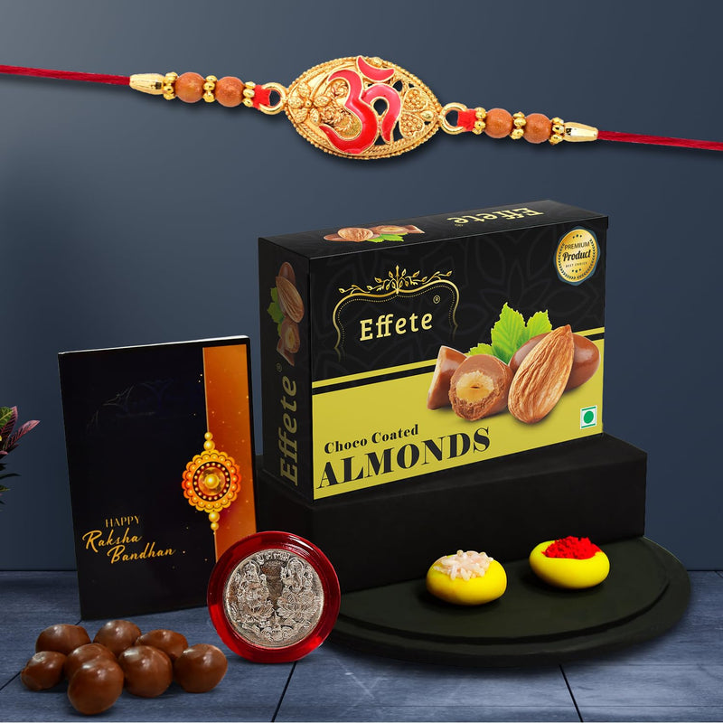(K1_403_ca32) Rakhi Combo  Chocolate Almonds 32gm Rakhi  Chocolate For Brother  Fancy Rakhis For Men Stylish  Rakhi With Gift  Rakhi Combo  Set Of 1  Chocolate