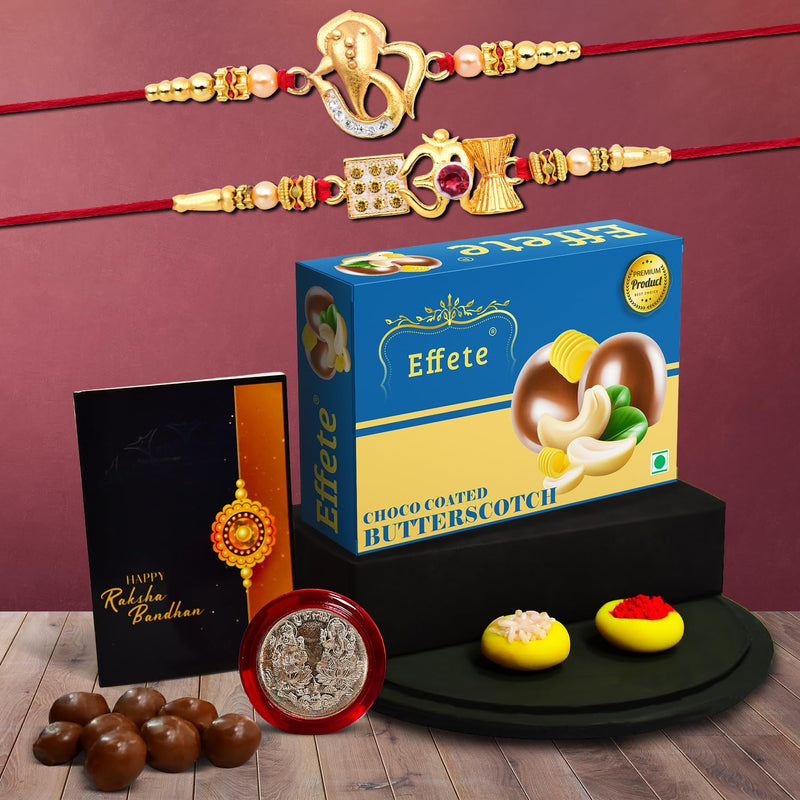 Rakhi For Brother Set Of 2 Combo With Chocolate Butter Scotch 32gm Pooja Coin  Greeting Card Rakhi For Brother And Bhabhi Rakhi With Chocolate Rakhi With Gift For Brother Rakhi For Kids Rakhi Set Rakhi Combo Rakhi With Sweets (K2_412+413_b