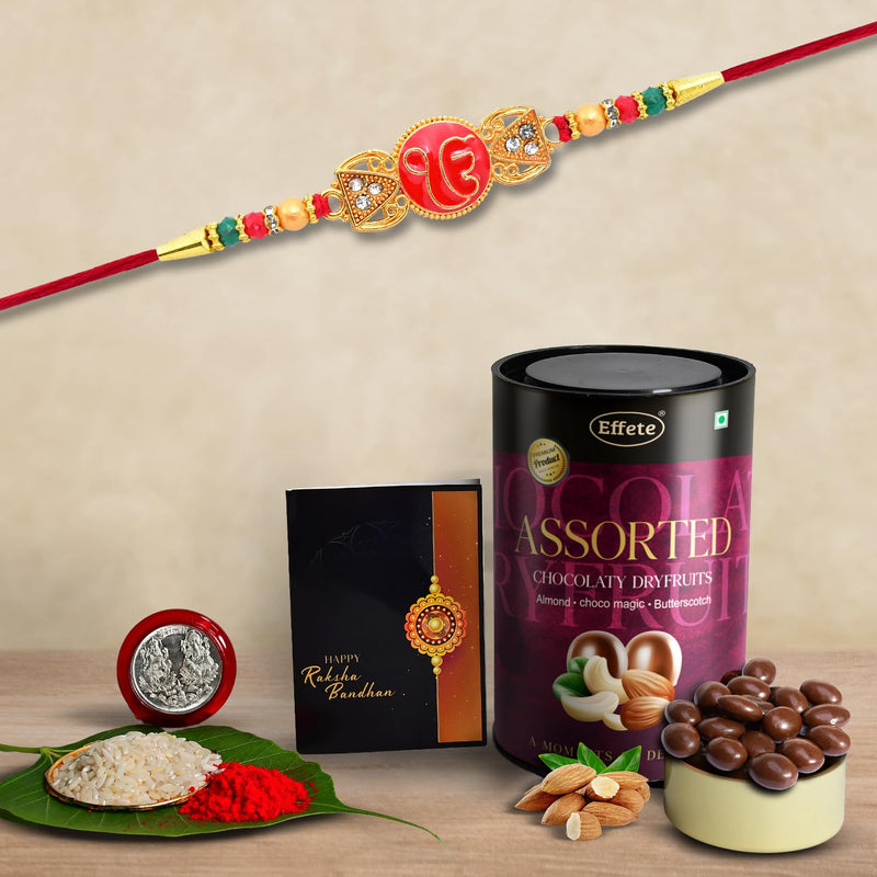 (K1_360_as) Rakhi Combo With Assorted Chocolate Dryfruits 96gm Rakhi For Brother With Gift  Fancy Rakhis For Men Stylish Rakhi Combo For Brother  Set Of 1 Rakhi  Chocolate