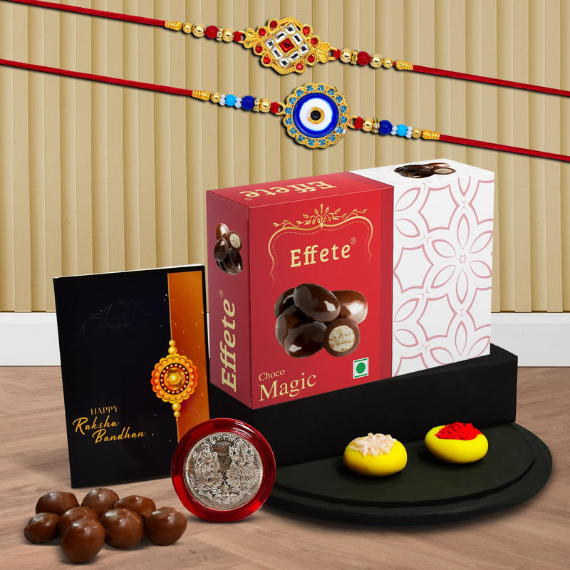 (K2_515+516_em32) Rakhi Combo  Chocolate Magic 32gm Rakhi  Chocolate For Brother  Fancy Rakhis For Men Stylish  Rakhi With Gift  Rakhi Combo  Set Of 2  Chocolate