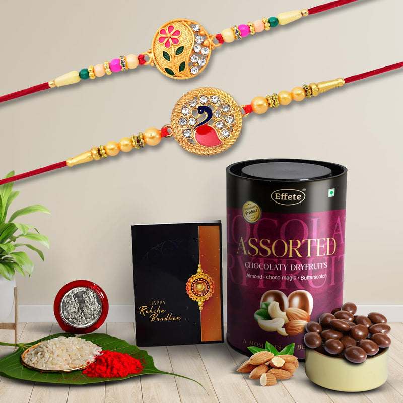 Rakhi (K2_431+507_as)  Assorted Chocolate Dryfruits 96gm Rakhi  Chocolate For Brother Rakhi With Chocolate Rakhi With Gift Rakhi Combo Set Of 2 Rakhi Chocolate