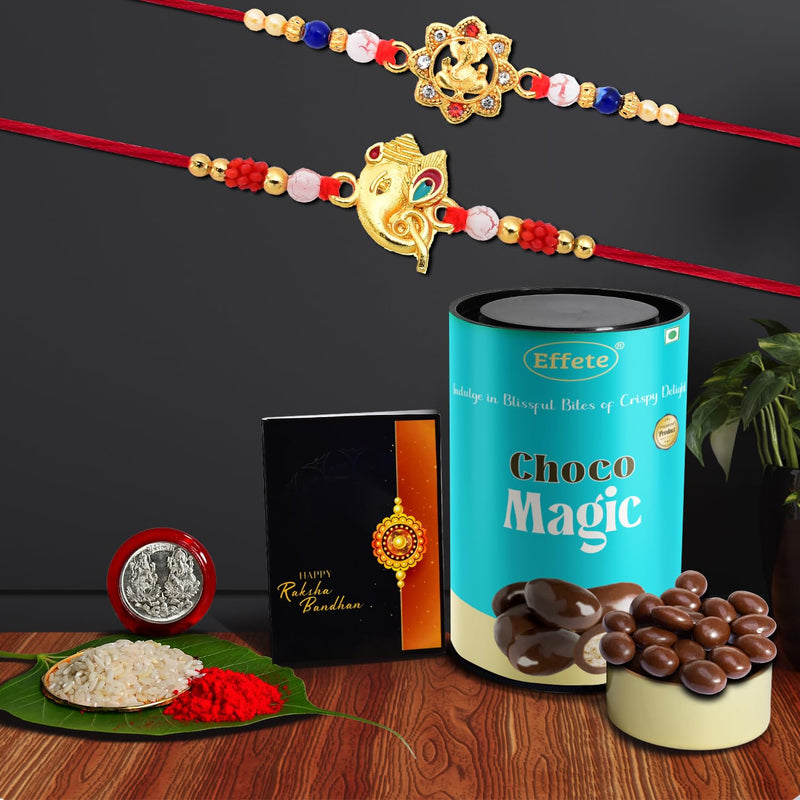 Diamond Rakhi For Brother  Rakhi Combo Set With Chocolate Magic 96gm (K2_14+15_cm)