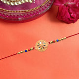 Elegant Meenakari Floral Rakhi With Colorful Beads  Golden Detailing