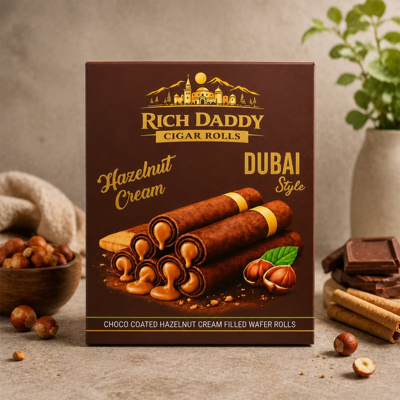 Rich Daddy Hazelnut Cream Cigar Rolls  Premium Dubai Style Snack