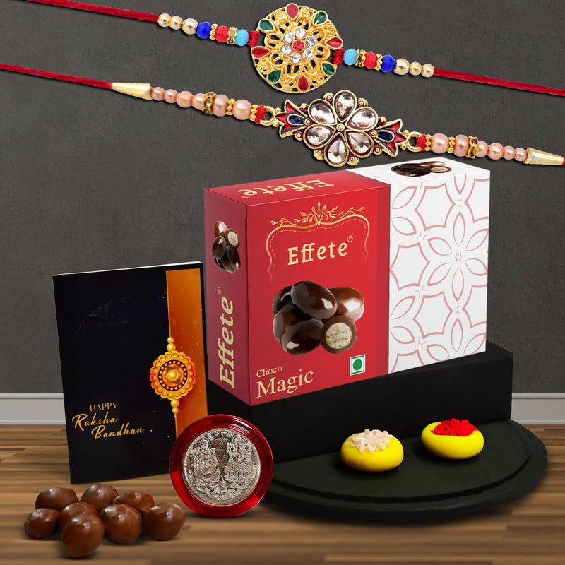 (K2_429+430_em32) Rakhi Combo With Chocolate Magic 32gm Rakhi  Chocolate For Brother Rakhi With Chocolate Rakhi With Gift Rakhi Combo Set Of 2 Rakhi Chocolate