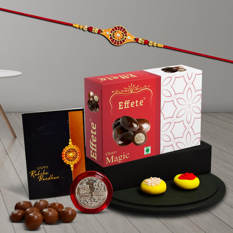(K1_325_em32) Rakhi Combo With Chocolate Magic 32gm  Stylish Rakhi For Brother  Rakhi  Chocolate For Brother  Rakhi Brother  Rakhi With Gift  Handmade Rakhi  Set Of 1