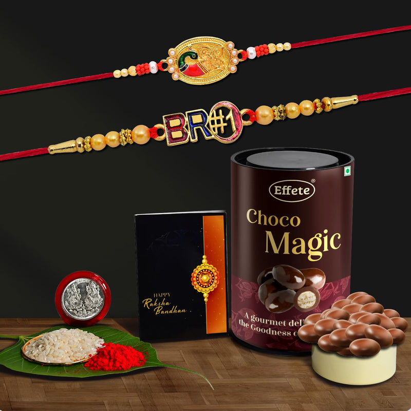 (K2_361+362_em) Rakhi Combo With Chocolate Magic Rakhi  Chocolate For Brother Rakhi With Chocolate Rakhi With Gift Rakhi Combo Set Of 2 Rakhi Chocolate