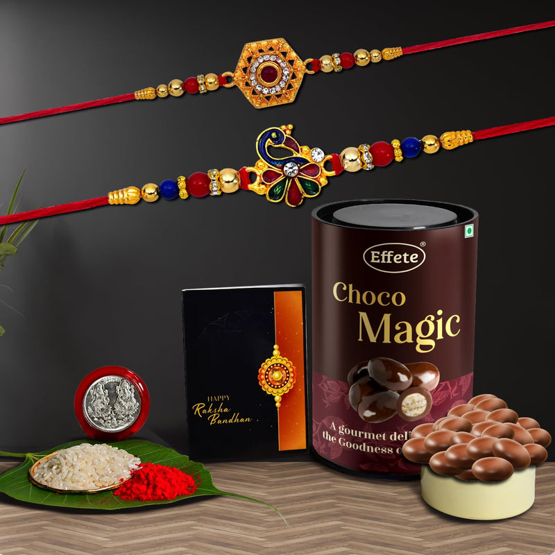 Rakhi (K2_314+315_em)  Chocolate Magic  Rakhi Combo With Card And Chocolate  Chocolates Gift  Rakhi  Chocolate For Brother  Rakhi With Gift  Set Of 2 Rakhi