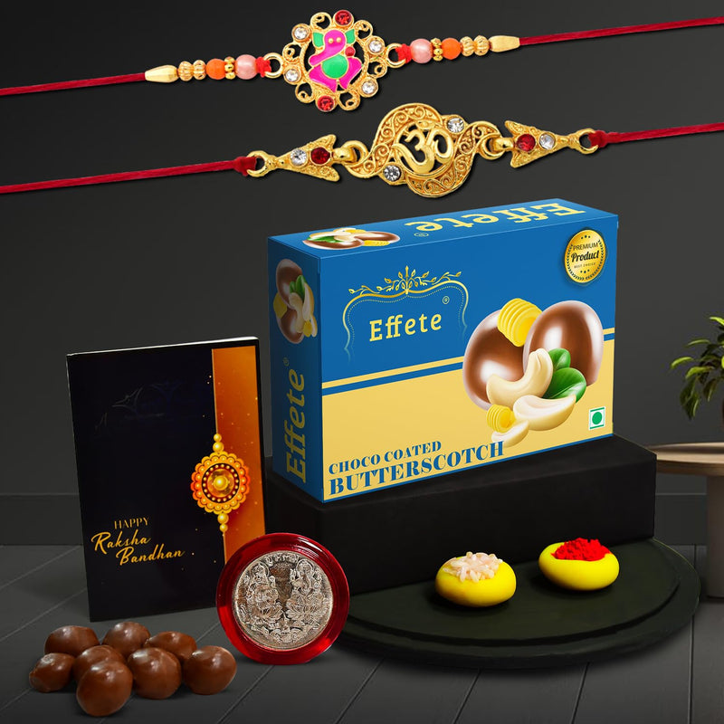 Rakhi (K2_404+405_bs32)  Chocolate Butter Scotch 32gm Rakhi For Brother With Gift Rakhi With Chocolate Rakhi Combo For Brother Set Of 2 Rakhi Chocolate