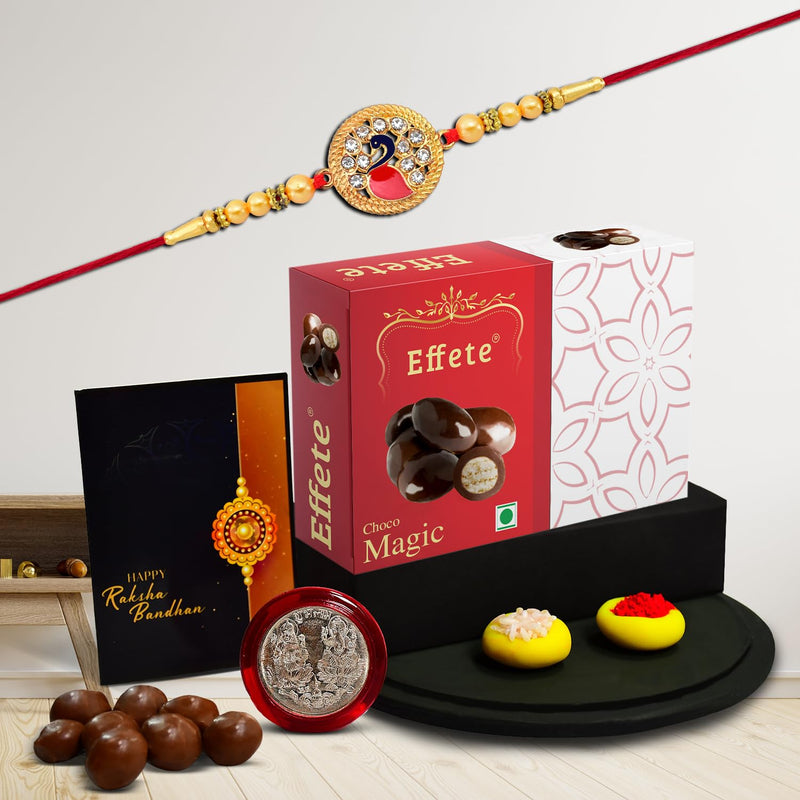 (K1_431_em32) Rakhi Combo With Chocolate Magic 32gm Rakhi For Brother With Gift Chocolate Gift Pack Rakhi With Chocolate Gift Hemper Fancy Rakhis For Men Set Of 1 Rakhi