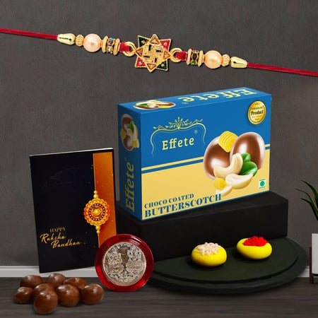 (K1_10_bs32) Rakhi Combo With Chocolate Butter Scotch 32gm Rakhi  Chocolate For Brother Fancy Rakhis For Men Stylish Rakhi With Gift Rakhi Combo Set Of 1 Chocolate
