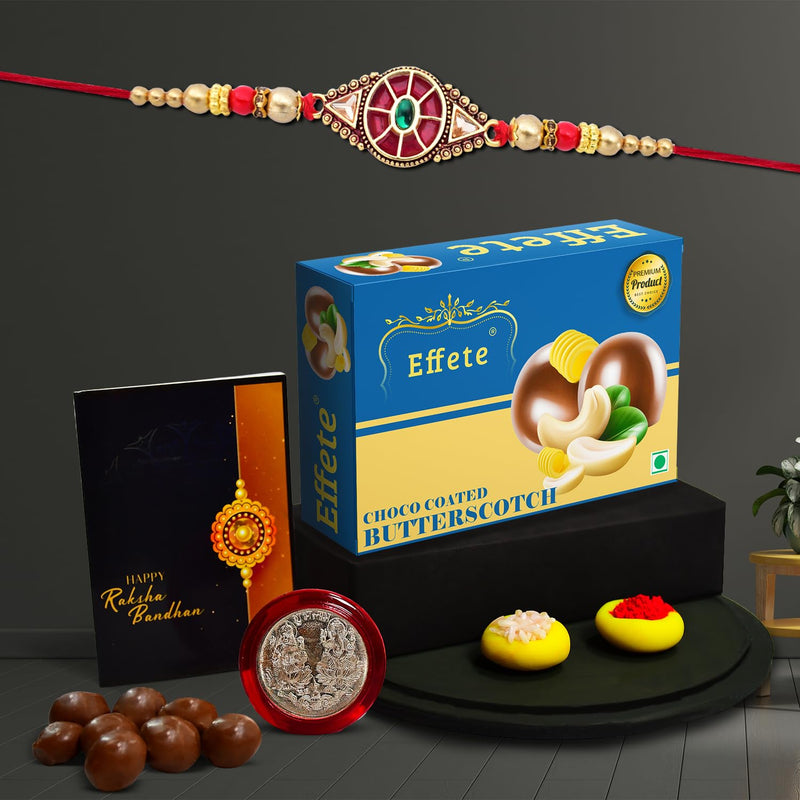 Rakhi (K1_424_bs32)  Chocolate Butter Scotch 32gm  Rakhi Combo With Card And Chocolate  Chocolates Gift  Rakhi  Chocolate For Brother  Rakhi With Gift  Set Of 1 Rakhi