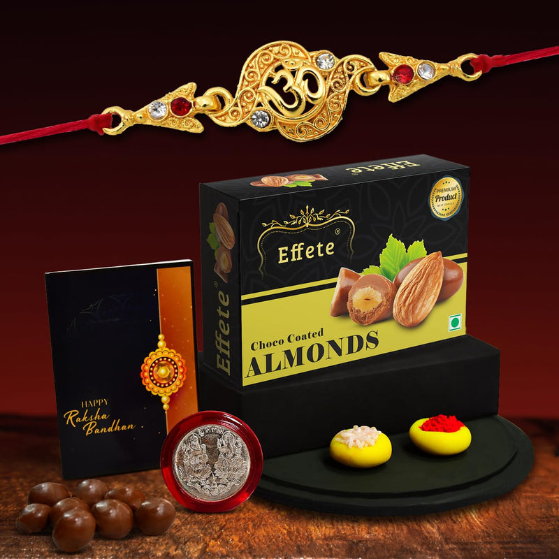 Rakhi (K1_404_ca32)  Chocolate Almonds 32gm Rakhi Combo With Card And Chocolate Chocolates Gift Pack Rakhi  Chocolate For Brother Rakhi With Gift Set Of 1 Rakhi