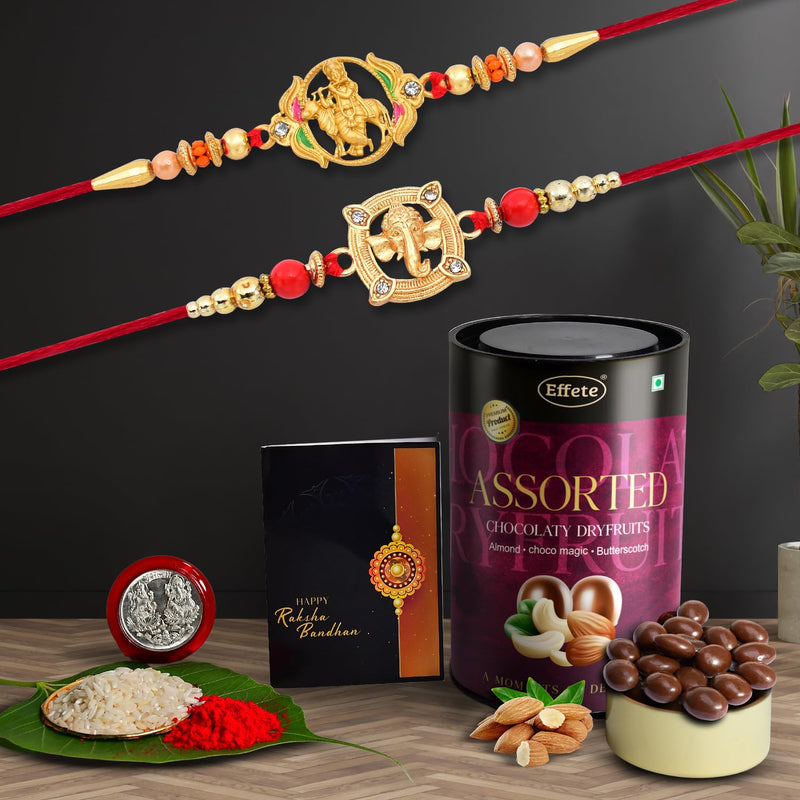 Rakhi (K2_908+909_as)  Assorted Chocolate Dryfruits 96gm Rakhi  Chocolate For Brother Rakhi With Chocolate Rakhi With Gift Rakhi Combo Set Of 2 Rakhi Chocolate