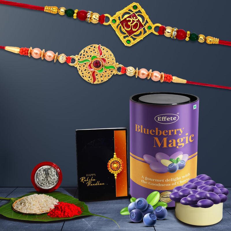 (K2_326+401_as) Rakhi Combo With Assorted Chocolate Dryfruits 96gm  Stylish Rakhi For Brother  Rakhi  Chocolate For Brother  Rakhi Brother  Rakhi With Gift  Handmade Rakhi  Set Of 2