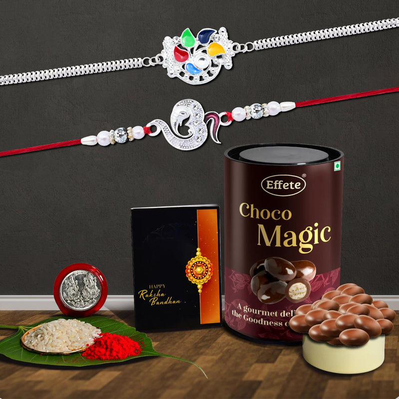 Rakhi (K2_a13+c1_em)  Chocolate Magic  Rakhi For Brother With Gift  Rakhi With Chocolate Rakhi Combo For Brother  Set Of 2 Rakhi  Chocolate