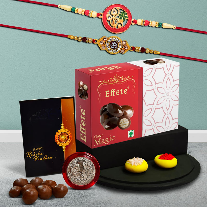 Rakhi (K2_517+518_em32)  Chocolate Magic 32gm Rakhi Combo With Card And Chocolate Chocolates Gift Pack Rakhi  Chocolate For Brother Rakhi With Gift Set Of 2 Rakhi