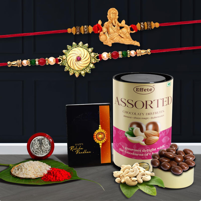 Rakhi (K2_264+355_crm96)  Chocolate Emperor (Crm)  Rakhi Combo With Card And Chocolate  Chocolates Gift  Rakhi  Chocolate For Brother  Rakhi With Gift  Set Of 2 Rakhi