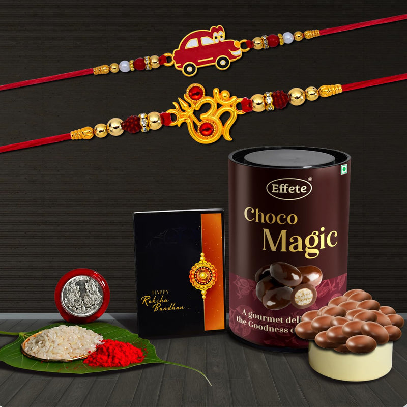 (K2_316+317_em) Rakhi Combo With Chocolate Magic Rakhi For Brother With Gift Chocolate Gift Pack Rakhi With Chocolate Gift Hemper Fancy Rakhis For Men Set Of 2 Rakhi