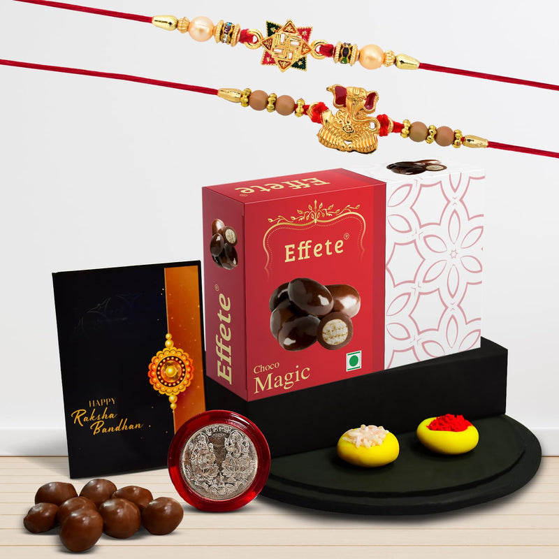 (K2_3+10_em32) Rakhi Combo With Chocolate Magic 32gm  Stylish Rakhi For Brother  Rakhi  Chocolate For Brother  Rakhi Brother  Rakhi With Gift  Handmade Rakhi  Set Of 2
