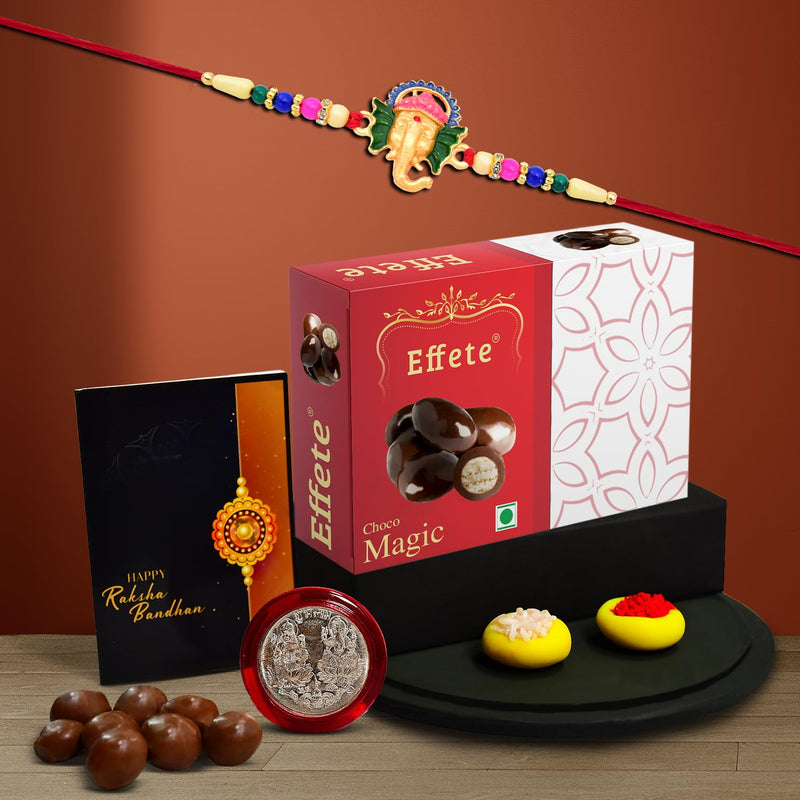 Rakhi For Brother Set Of 1 Combo With Chocolate Magic 32gm Pooja Coin  Greeting Card Rakhi For Brother And Bhabhi Rakhi For Kids Rakhi Set Rakhi Combo With Sweets (K1_555_em32)