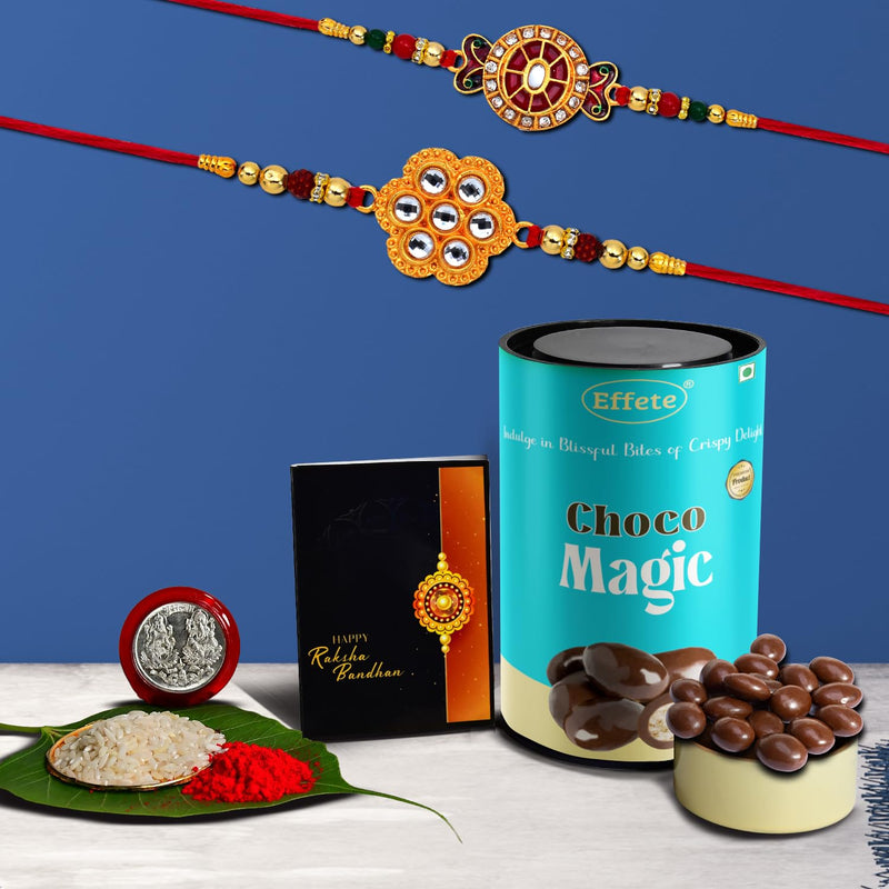 (K2_531+532_cm) Rakhi Combo With Chocolate Magic  Rakhi For Brother With Gift  Fancy Rakhis For Men Stylish Rakhi Combo For Brother  Set Of 2 Rakhi  Chocolate