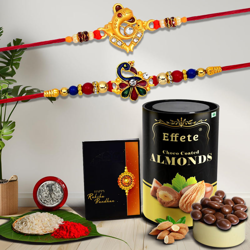 Rakhi With Chocolate Combo With Chocolates (Silver And Gold Plated Color Set Of 2  Q2_i3 K1_ea96)