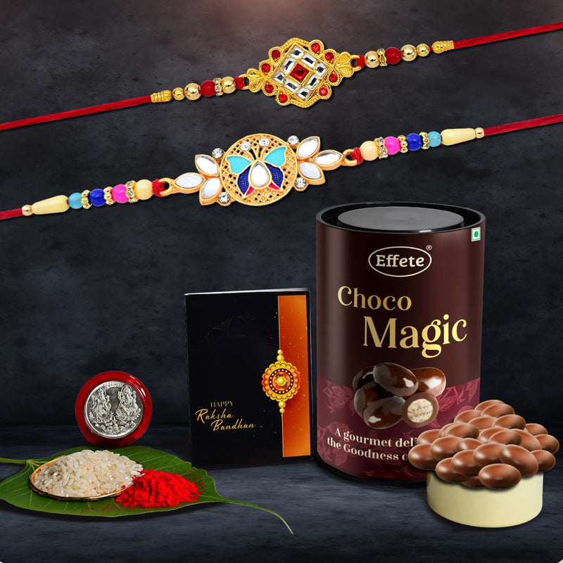 Rakhi (K2_514+515_em)  Chocolate Magic Rakhi For Brother With Gift Rakhi With Chocolate Rakhi Combo For Brother Set Of 2 Rakhi Chocolate