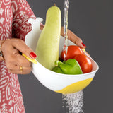 Plastic Rice Pulses Fruits Vegetable Noodles Pasta Washing Bowl And Strainer (2 Pc)