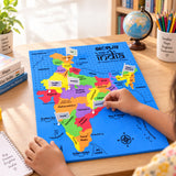 India Map Geography Learning Puzzle With State Pieces And Capital Flag Activity