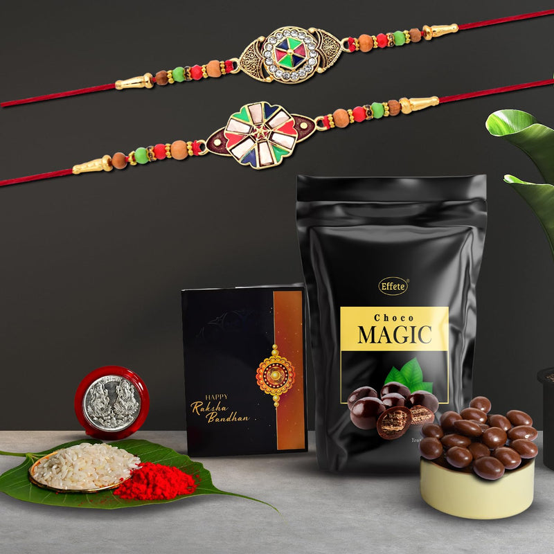 (K2_416+417_sm) Rakhi Combo With Choco Magic (Pouch) Rakhi  Chocolate For Brother Rakhi With Chocolate Rakhi With Gift Rakhi Combo Set Of 2 Rakhi Chocolate