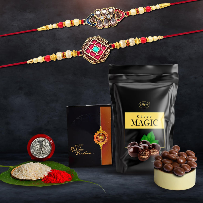 (K2_420+421_sm) Rakhi Combo With Choco Magic (Pouch) Rakhi  Chocolate For Brother Fancy Rakhis For Men Stylish Rakhi With Gift Rakhi Combo Set Of 2 Chocolate
