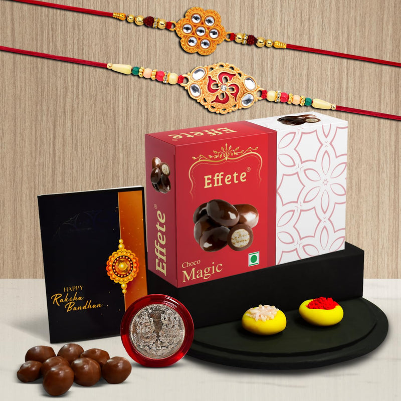 Rakhi (K2_528+531_em32)  Chocolate Magic 32gm Rakhi For Brother With Gift  Handmade Rakhi Rakhi Combo For Brother  Stylish Rakhi For Brother  Set Of 2 Rakhi
