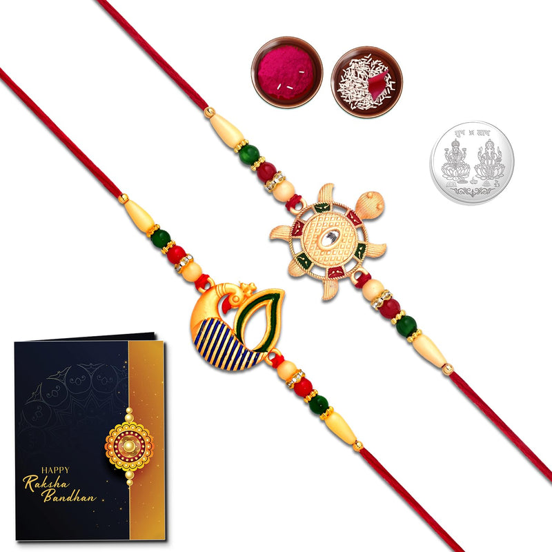 Unisex Adult (K2_323+408) Rakhi Combo With Pooja Coin  Rakhi Card Rakhi Cards Rakhi For Brotherset Of 1