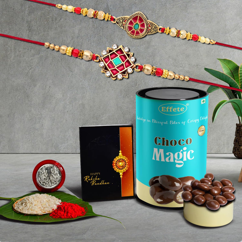 (K2_418+419_cm) Rakhi Combo With Chocolate Magic Rakhi  Chocolate For Brother Rakhi With Chocolate Rakhi With Gift Rakhi Combo Set Of 2 Rakhi Chocolate