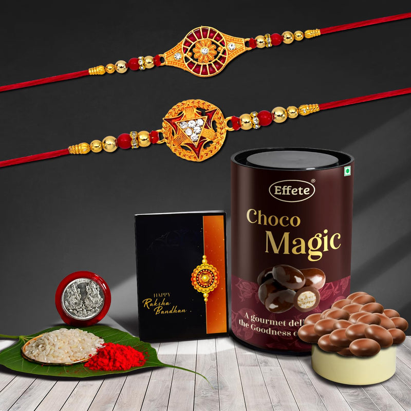 (K2_324+325_em) Rakhi Combo With Chocolate Magic  Rakhi For Brother With Gift  Fancy Rakhis For Men Stylish Rakhi Combo For Brother  Set Of 2 Rakhi  Chocolate
