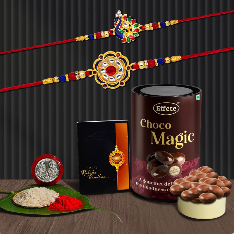 Floral Design Rakhi For Brother  Mor Rakhi  Peacock Rakhi  Royal Peacock Rakhi (K2_12+13_cm)