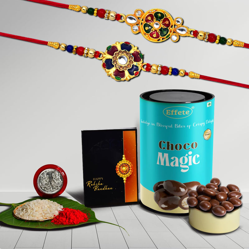 Rakhi (K2_550+551_cm)  Chocolate Magic  Rakhi For Brother With Gift  Rakhi With Chocolate Rakhi Combo For Brother  Set Of 2 Rakhi  Chocolate