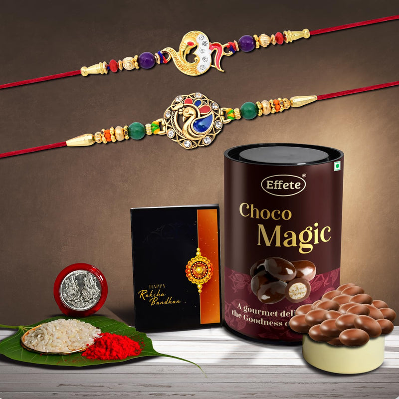 (K2_408+411_em) Rakhi Combo  Chocolate Magic  Rakhi  Chocolate For Brother  Fancy Rakhis For Men Stylish  Rakhi With Gift  Rakhi Combo  Set Of 2  Chocolate