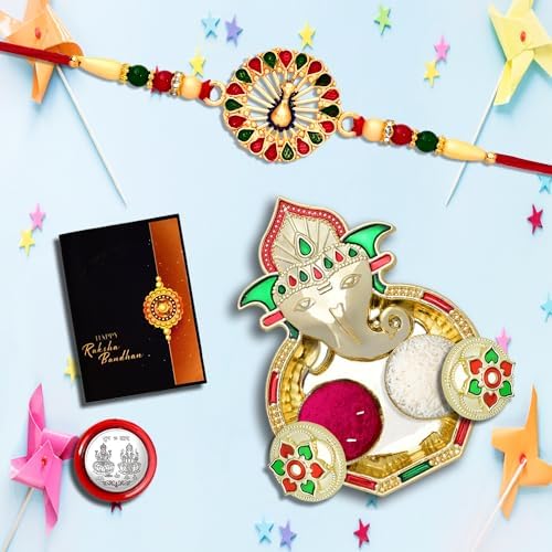Rakhi For Brother Set Of 1 With Dish Silver Coin  Greeting Card Rakhi For Brother And Bhabhi Rakhi With Gift For Brother Rakhi For Kids Rakhi Set Rakhi Combo (K1_543_aa3)