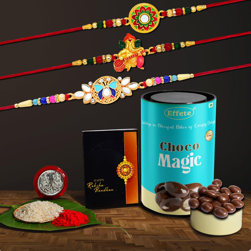 Rakhi (K3_511+513+514_cm)  Chocolate Magic Rakhi Combo With Card And Chocolate Chocolates Gift Pack Rakhi  Chocolate For Brother Rakhi With Gift Set Of 3 Rakhi