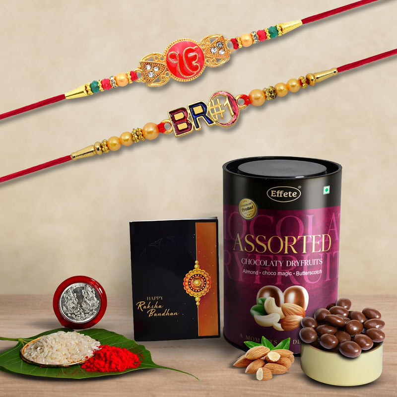 Rakhi (K2_360+361_as)  Assorted Chocolate Dryfruits 96gm Rakhi  Chocolate For Brother Rakhi With Chocolate Rakhi With Gift Rakhi Combo Set Of 2 Rakhi Chocolate