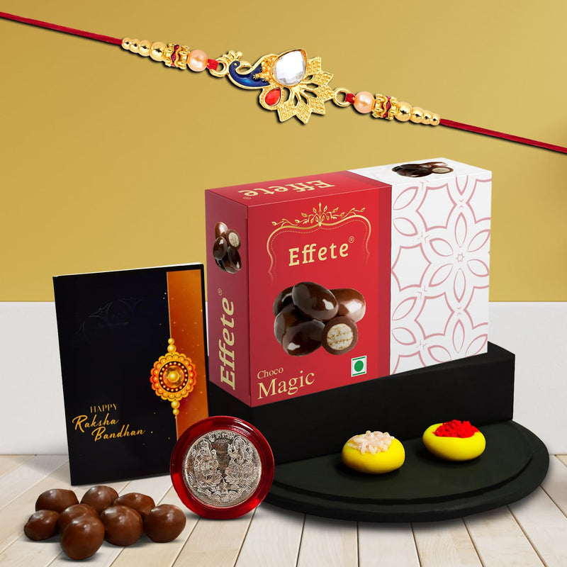 (K1_414_em32) Rakhi Combo With Chocolate Magic 32gm Rakhi For Brother With Gift Chocolate Gift Pack Rakhi With Chocolate Gift Hemper Fancy Rakhis For Men Set Of 1 Rakhi