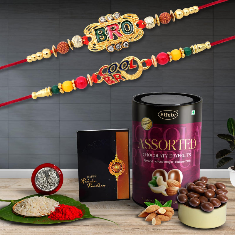 Rakhi (K2_406+407_as)  Assorted Chocolate Dryfruits 96gm Rakhi For Brother With Gift  Rakhi With Chocolate Rakhi Combo For Brother  Set Of 2 Rakhi  Chocolate